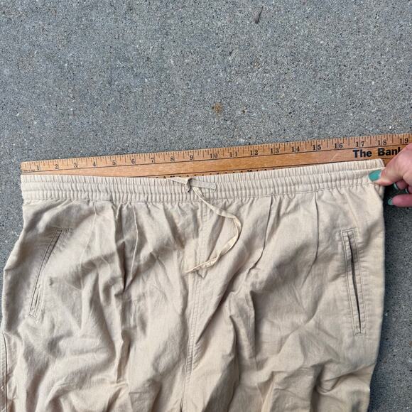 Vintage Hunt Club Linen Cotton Cream Beige Elastic Waist Casual Pants Slacks MED - Picture 5 of 7